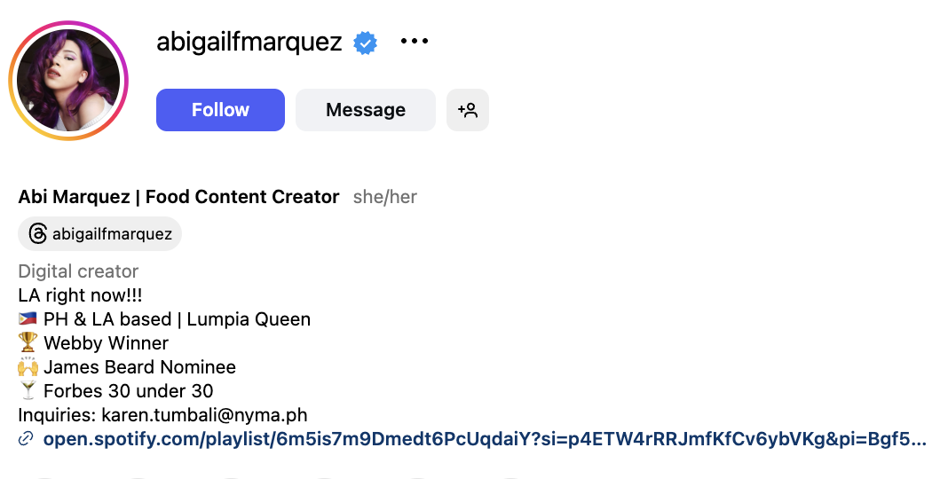 Abi Marquez (@abigailfmarquez) – 1.4M followers