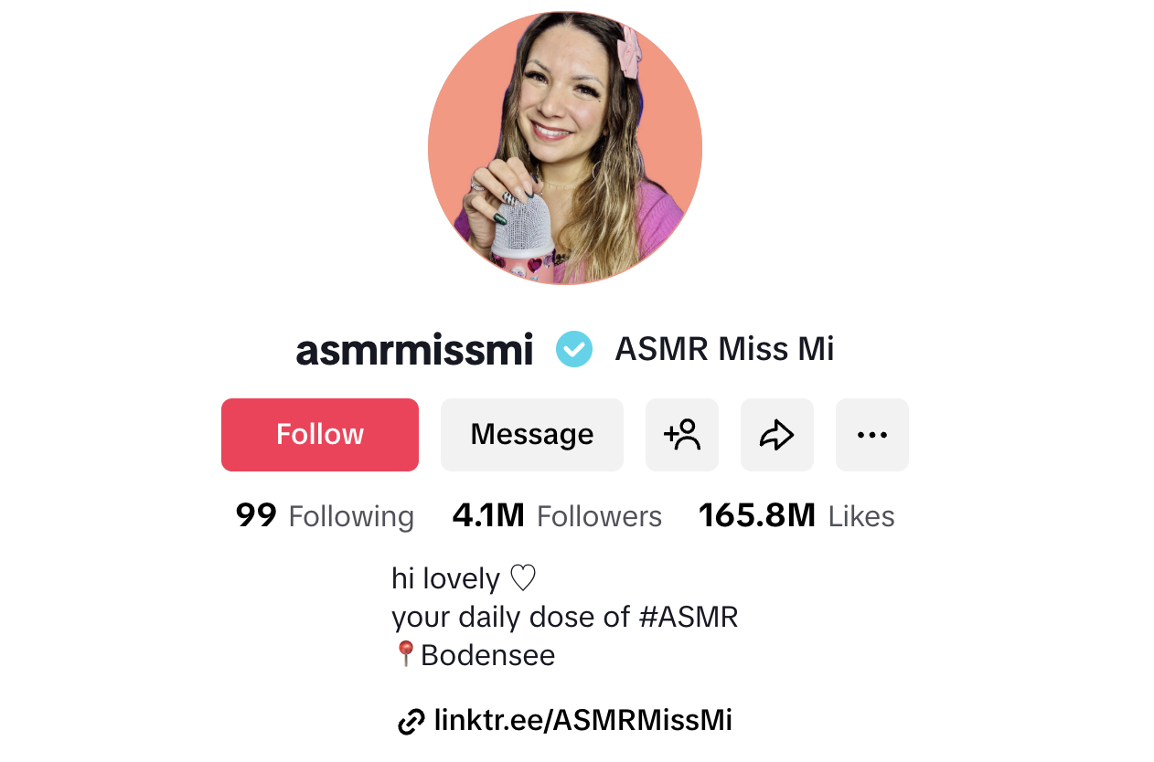 ASMR Miss Mi (@asmrmissm) – 4.1M Followers