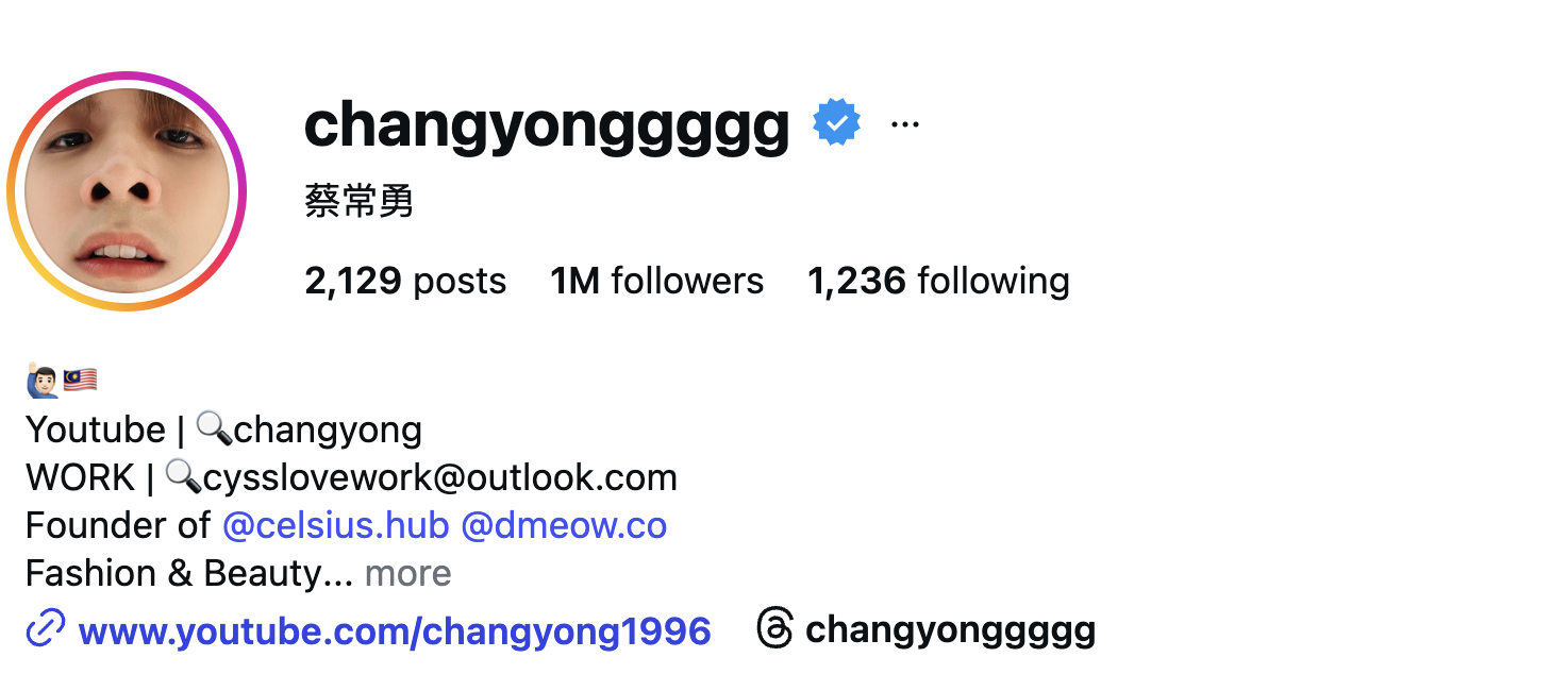 Chang Yong (@changyonggggg) – 1M Followers