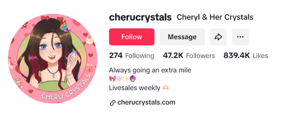 Cheryl (@cherucrystals) – 47.2K followers