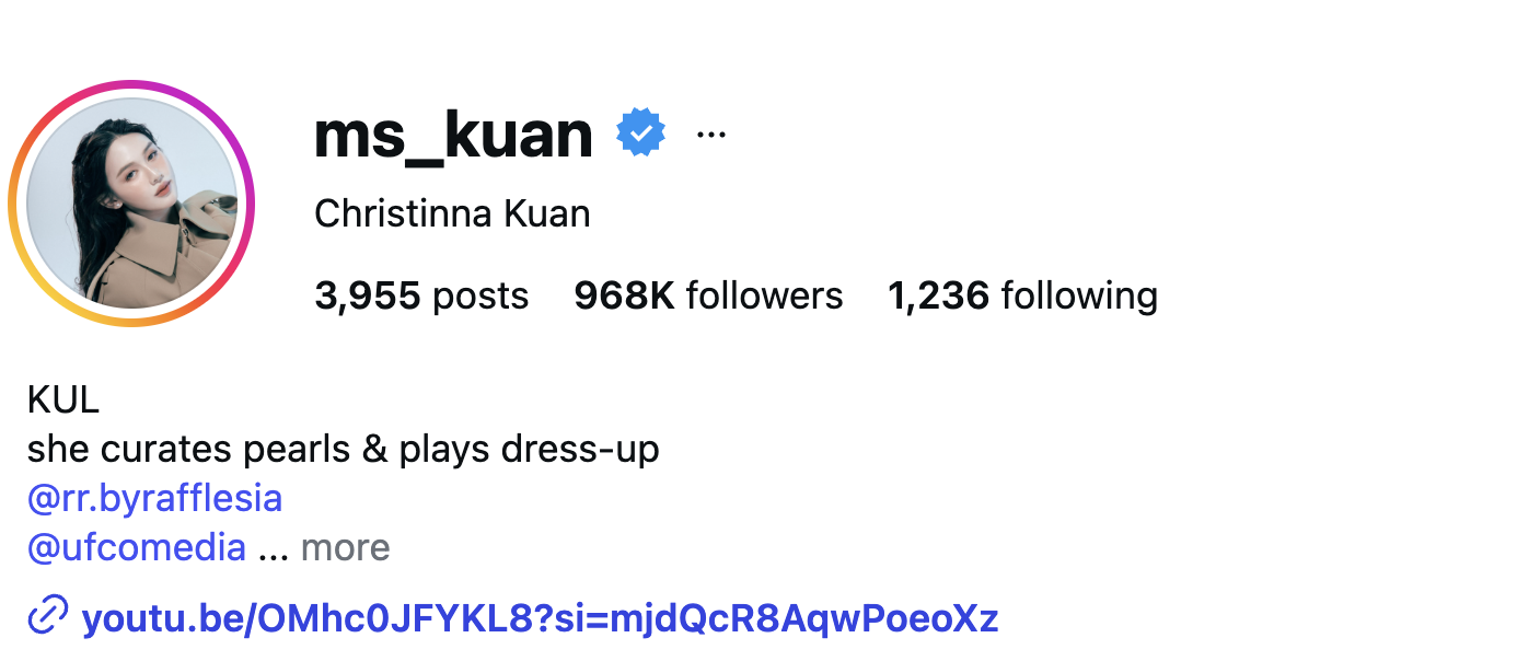 Christinna Kuan (@ms_kuan) – 968K Followers