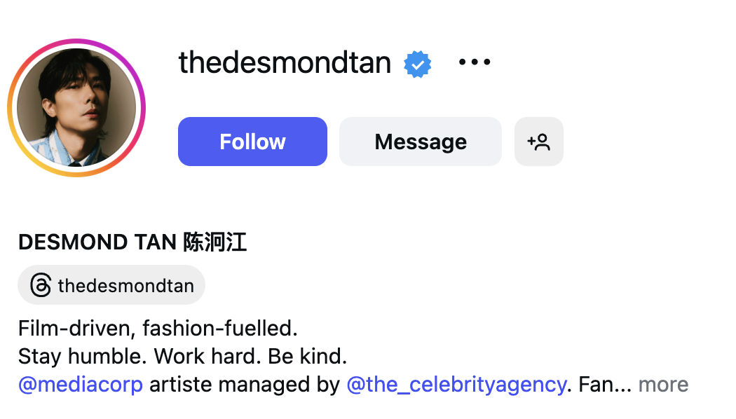 Desmond Tan (@thedesmondtan) – 262K Followers