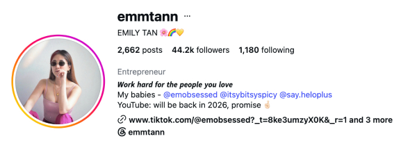 Emily Tan (@emmtann) — 44.2K Followers