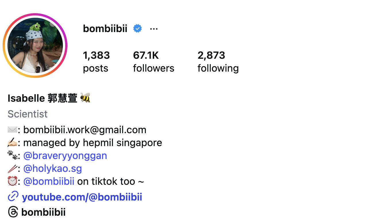 Isabelle (@bombiibii) – 67.1K Followers