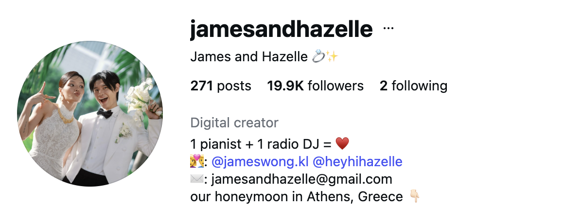 James Wong (@jamesandhazelle) — 19.9K Followers