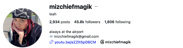 Leah (@mizcheifmagik) — 45.8K Followers