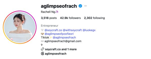 Rachell Ng (@aglimpseofrach) — 42.9K Followers