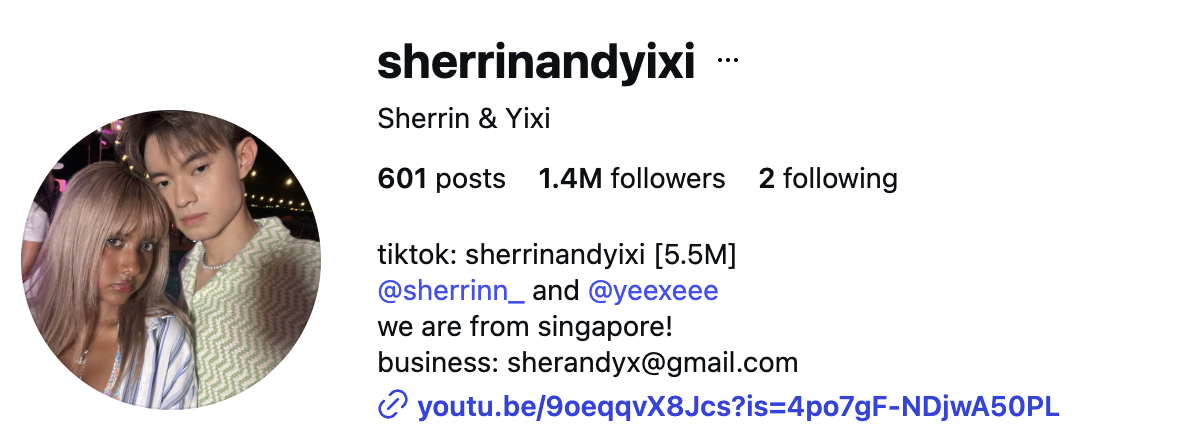 Sherrin and Yixi (@sherrinandyixi) — 1.4M followers