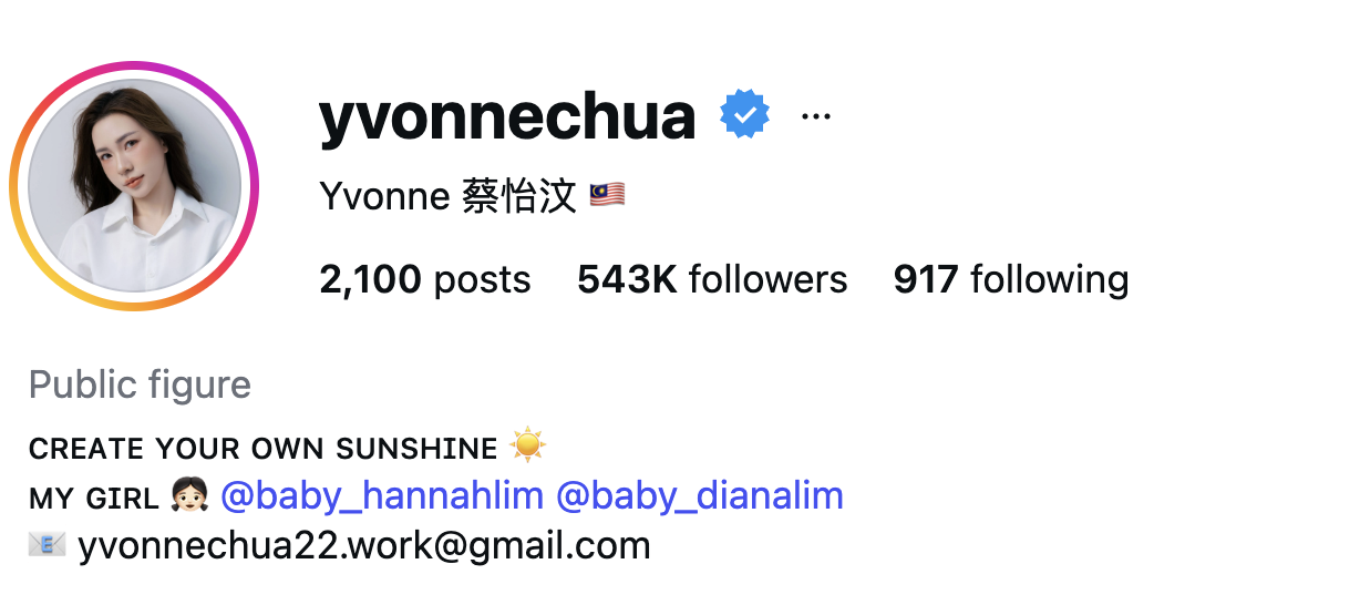 Yvonne Chua (@yvonnechua) – 543K Followers